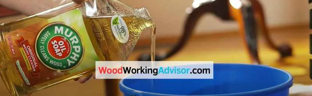 Murphy's Oil Soap being diluted and poured for hardwood floor cleaning