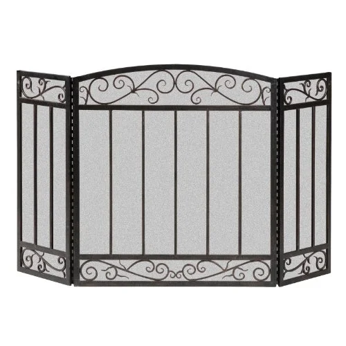 Panacea 3 panel scroll fireplace spark screen