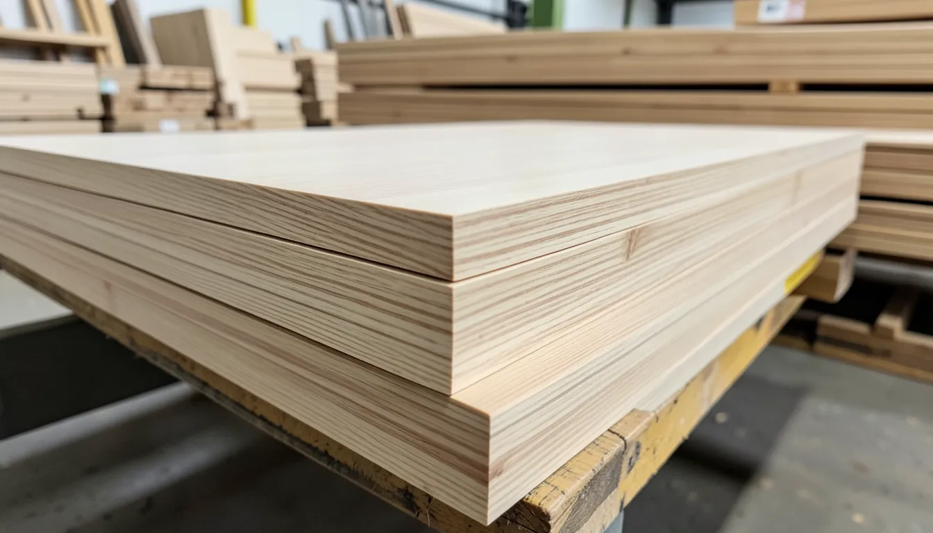 Stack of planed ash timber boards showing smooth faces and straight grain