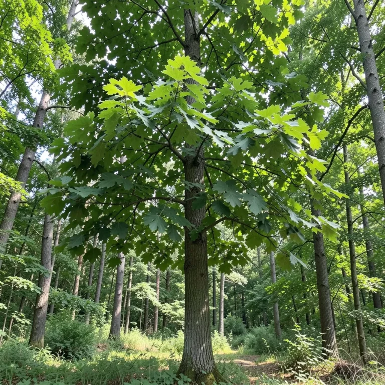 Tall poplar tree with broad deciduous leaves