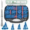 FOLIV 260PCS Concrete Screws with Drill Bit, 1/4 3/16 Concrete Screws Assortment Kit, Flat & Hex Hea
