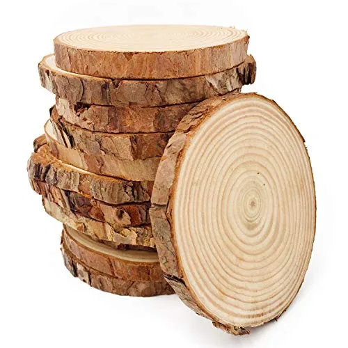 William Craft unfinished natural wood slices 12 pack 3.5-4 inch with bark for crafts