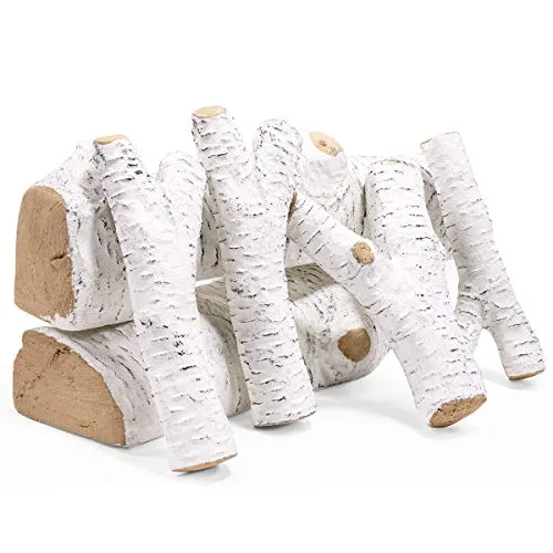 Barton 6 piece ceramic gas fireplace logs realistic birch wood style heat resistant