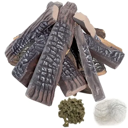 MrGas Log 10 piece ceramic faux logs for gas fireplace