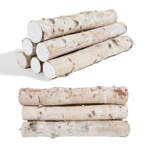 6 Pack Birch Logs Decorative Natural Birch Log for Decoration,Crafts,DIY,White Birch Logs for Fireplace Decor Firewood(Birch Logs:1.4