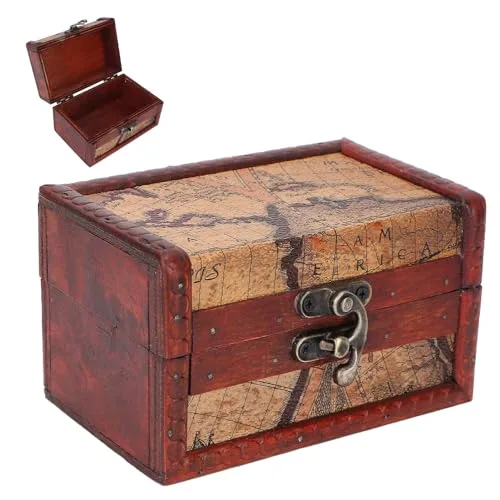 Gonetre vintage wooden storage box rectangular cedarwood gift box small jewelry keepsake organizer