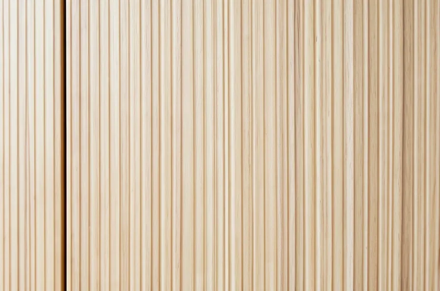 Close-up of a rift cut ash cabinet door showing perfectly straight, parallel grain lines with minimal ray fleck