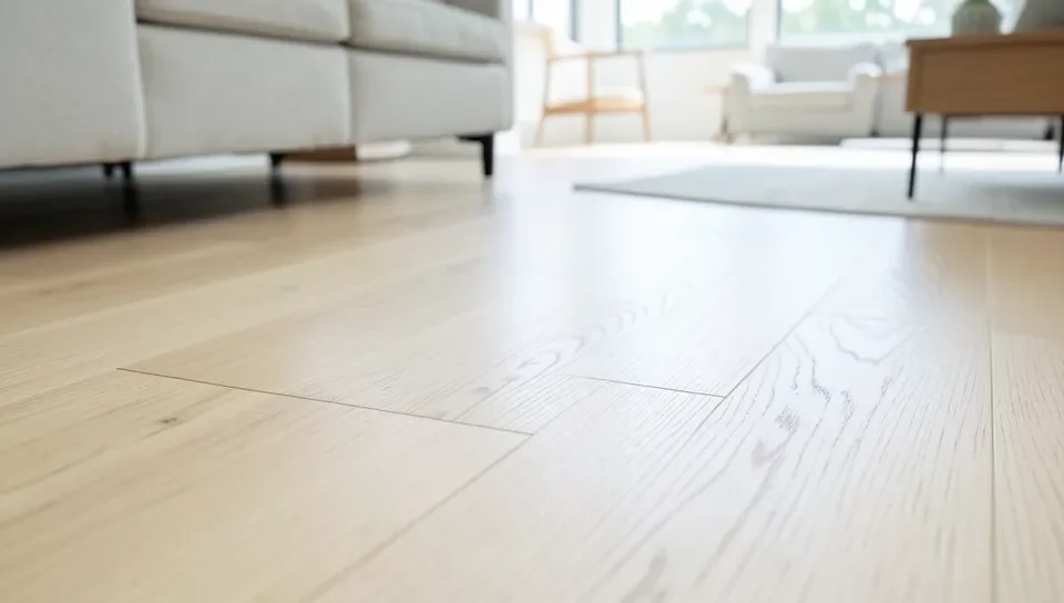 Vic Ash pale hardwood flooring close-up showing fine straight grain