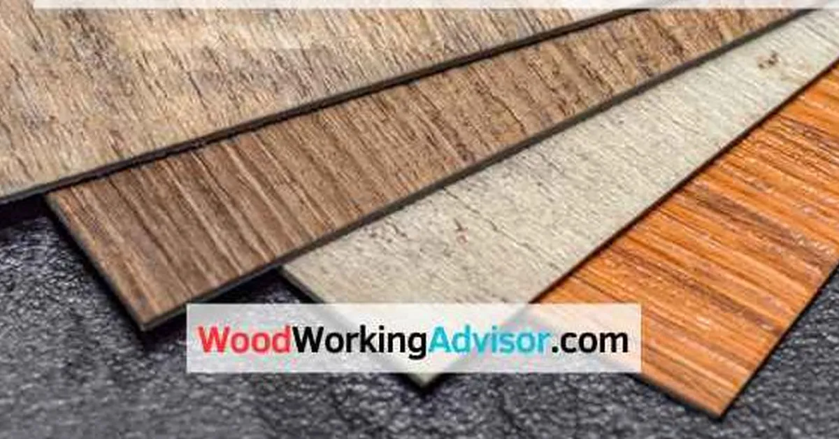 Stacked vinyl and luxury vinyl plank flooring samples showing thickness