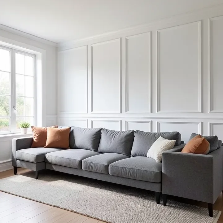 finished white painted MDF wainscoting panelling in a living room