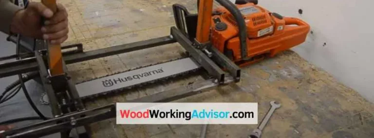 Husqvarna chainsaw mounted on an Alaskan mill frame for milling logs into lumber