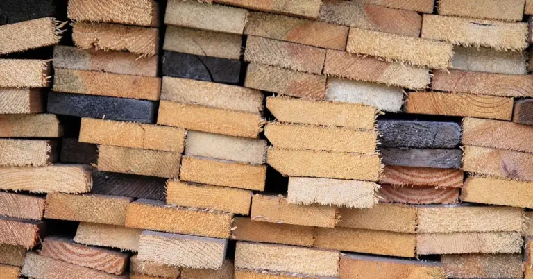 Stack of sawn boards ready for drying