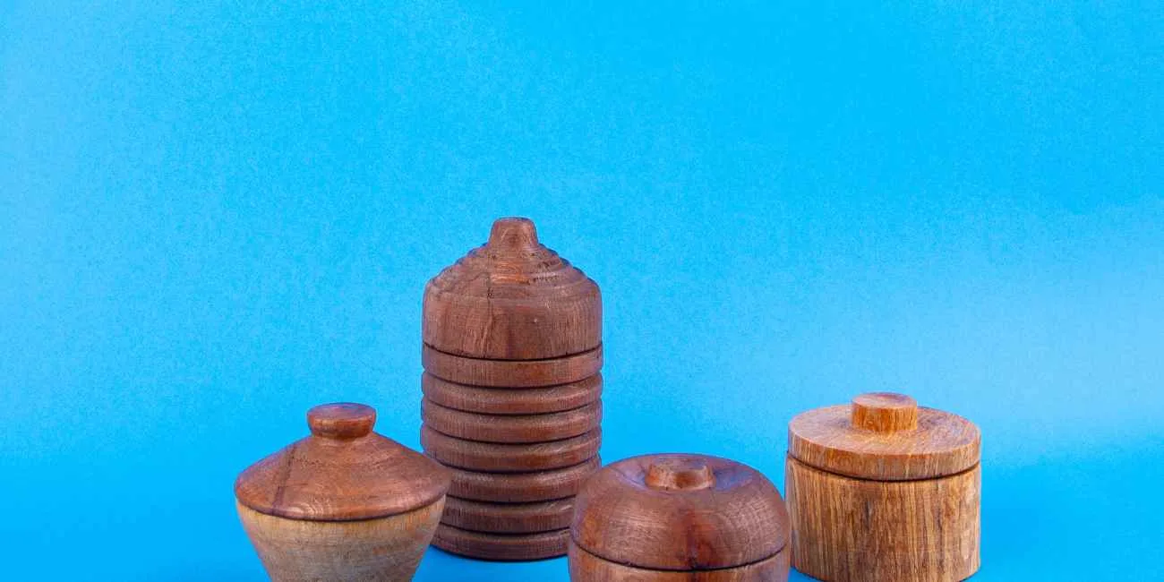 Hand-turned wooden lidded boxes made on a lathe, a unique DIY wood gift idea