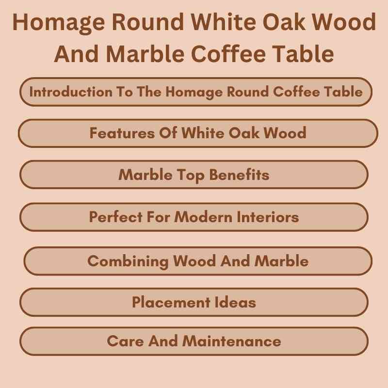 Homage Round White Oak Wood And Marble Coffee Table