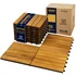 Acacia interlocking deck tiles in golden teak striped finish