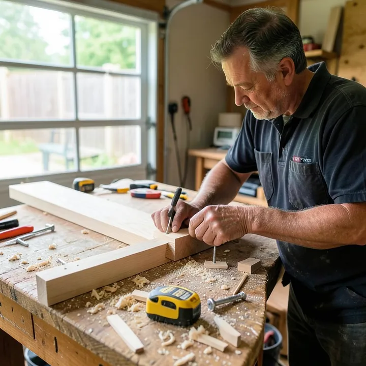 Clamping boards for a DIY outdoor table build with stainless hardware nearby