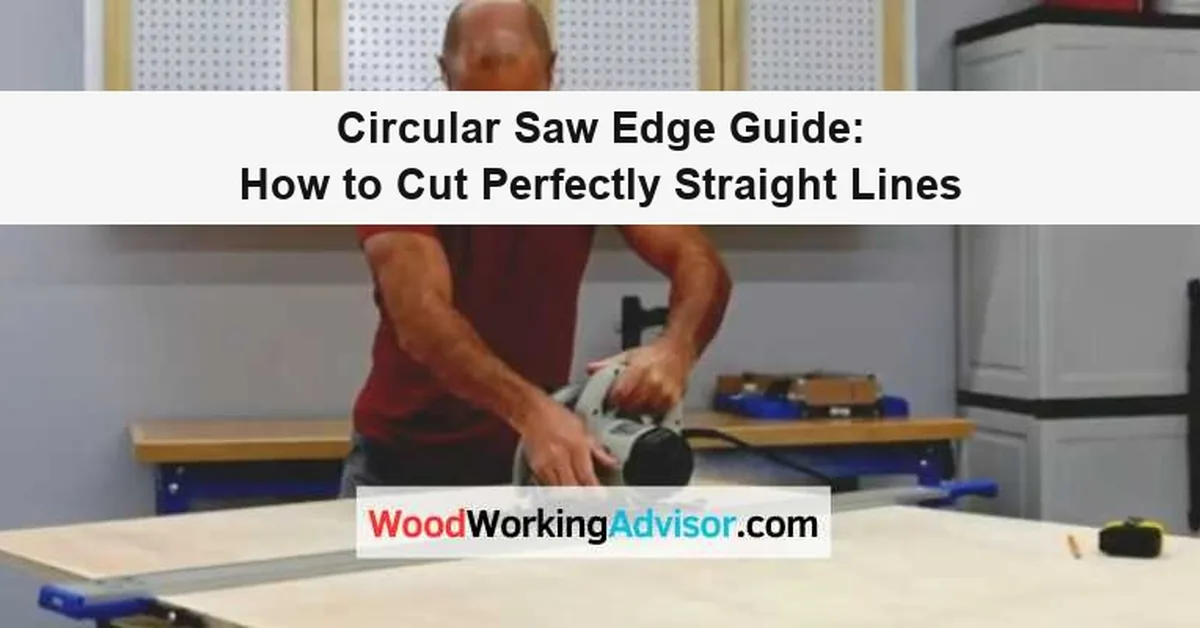 Carpenter using a handheld circular saw guided along a clamped straightedge to cut a board