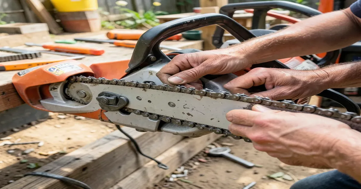 Installing a new chain on a chainsaw bar