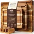 Kikcoin teak wood cutting board set with storage stand