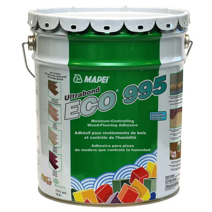 5-gallon pail of Mapei Ultrabond ECO 995 premium moisture-control urethane wood flooring adhesive