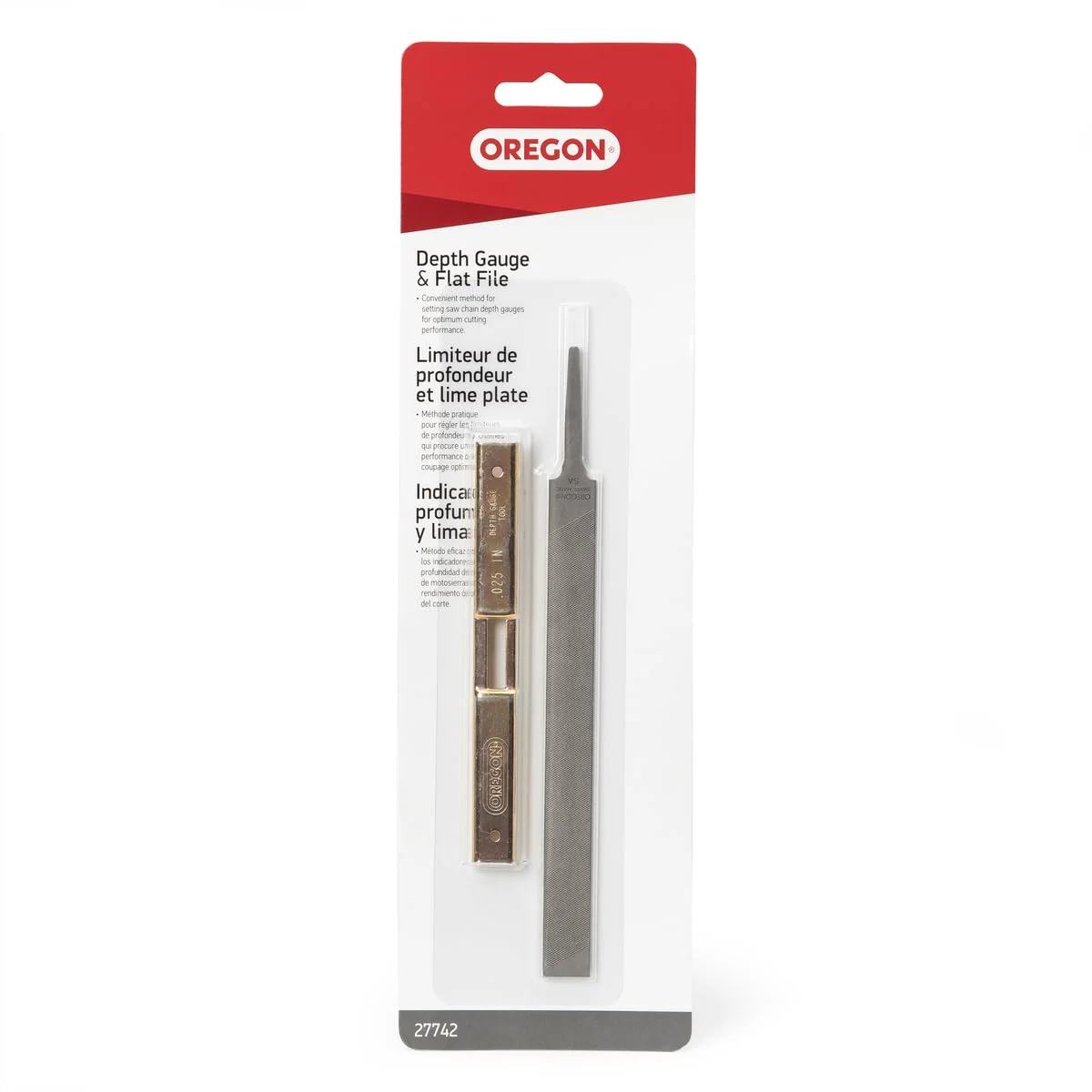 Oregon chainsaw chain depth gauge tool with flat file