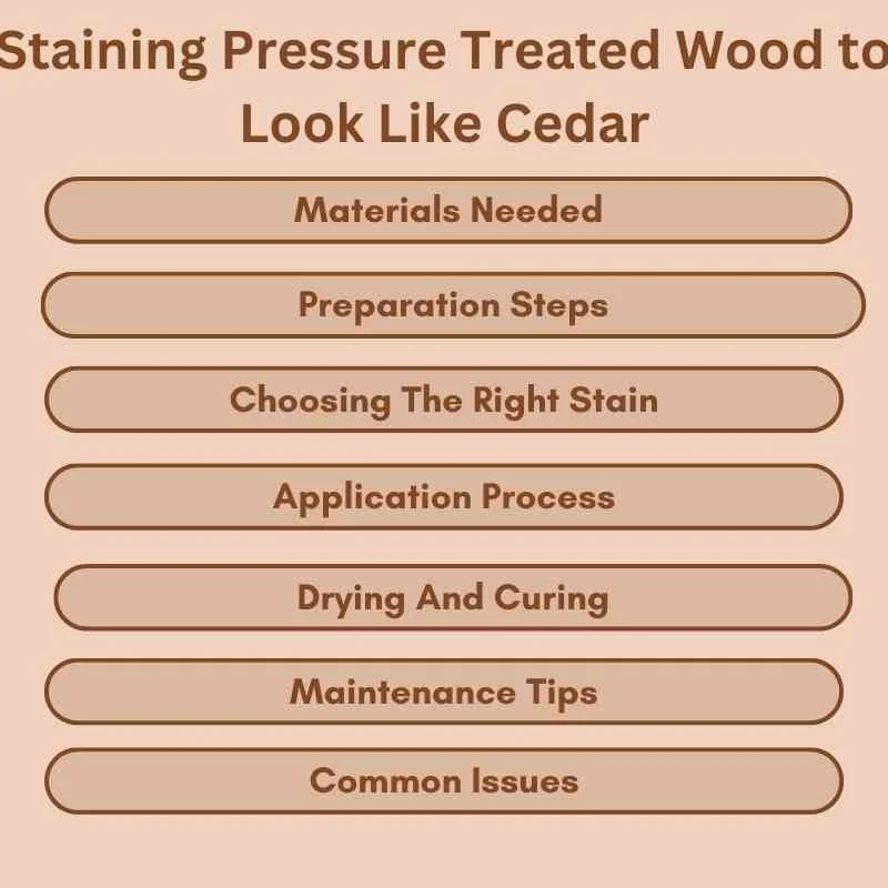 Cedar-tone stain and application tools for pressure-treated wood