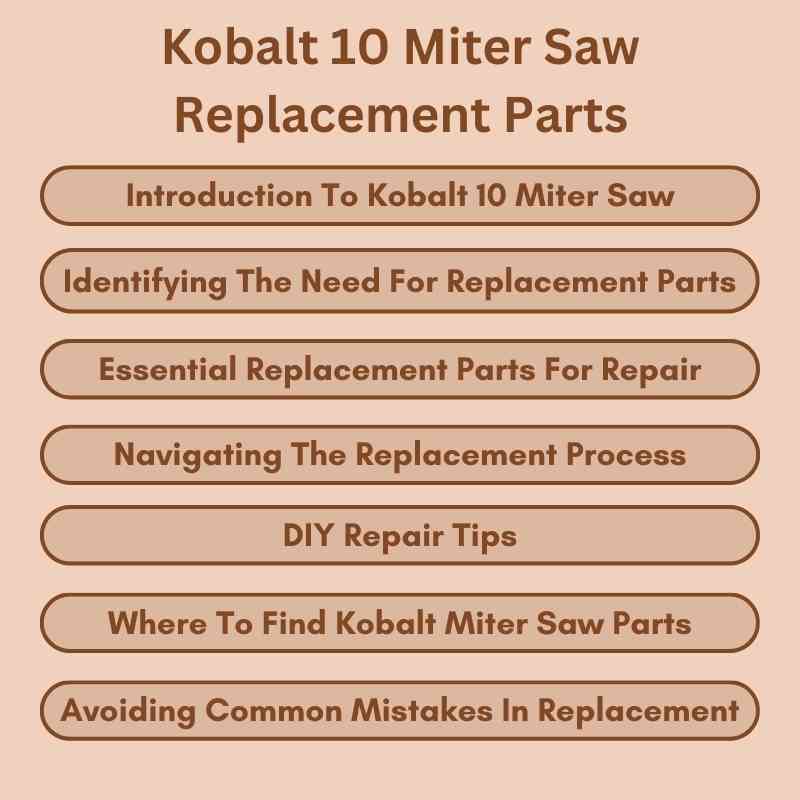 Kobalt 10 Miter Saw Replacement Parts
