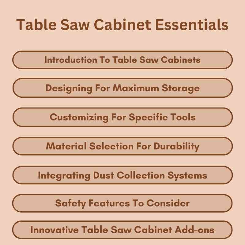Table Saw Cabinet Essentials