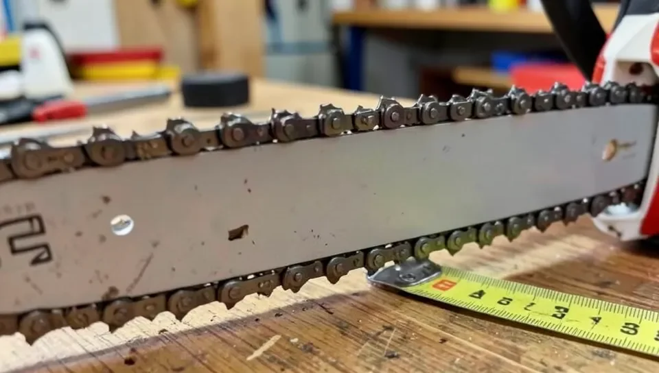 Measuring a chainsaw bar to determine correct chain length