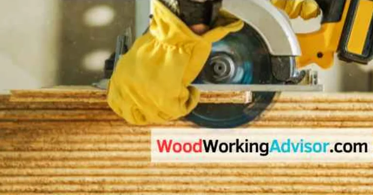 DeWalt 20V cordless circular saw blade cutting through plywood