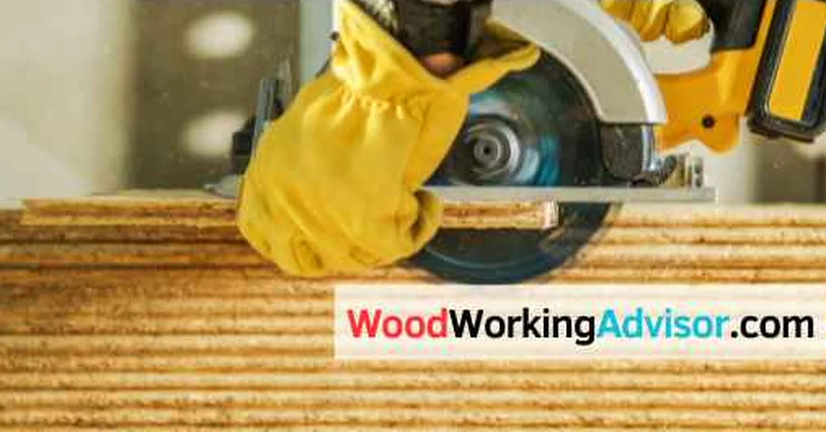 DeWalt 20V cordless circular saw blade cutting through plywood