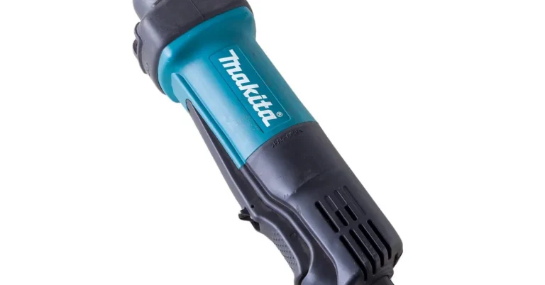 Close-up of a Makita power tool housing showing the brand logo