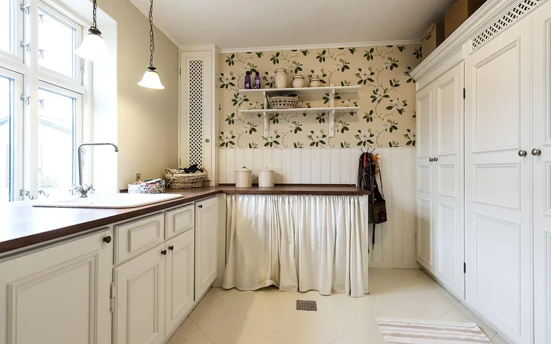 MDF cabinets and shelving units in a furnished interior room