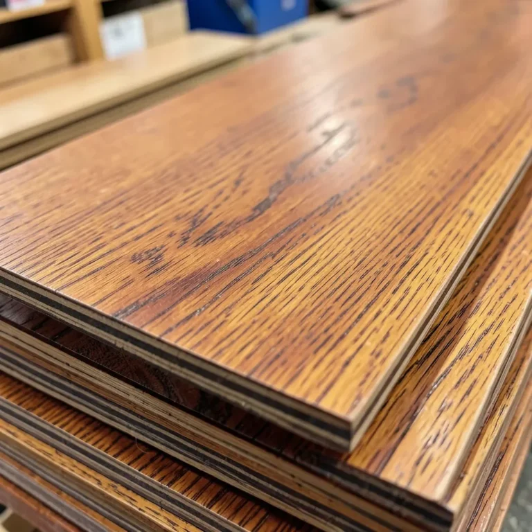 Stack of unfinished 2 1/4 inch red oak flooring planks showing natural grain
