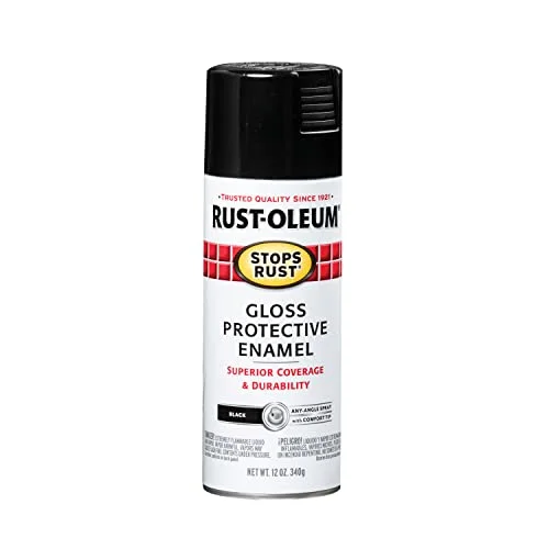 Rust-Oleum Stops Rust Gloss Protective Enamel spray paint can, 12 oz, gloss black
