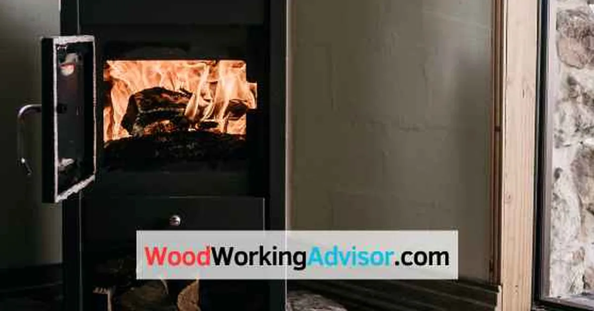 Wood-fired firebox burning logs for a DIY wood burning pool heater