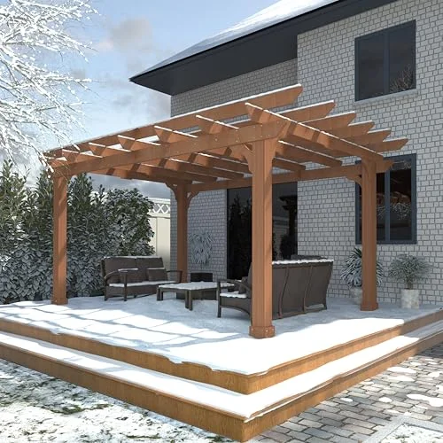 Yardenaler 10x12 FT cedar wood pergola with arched roof