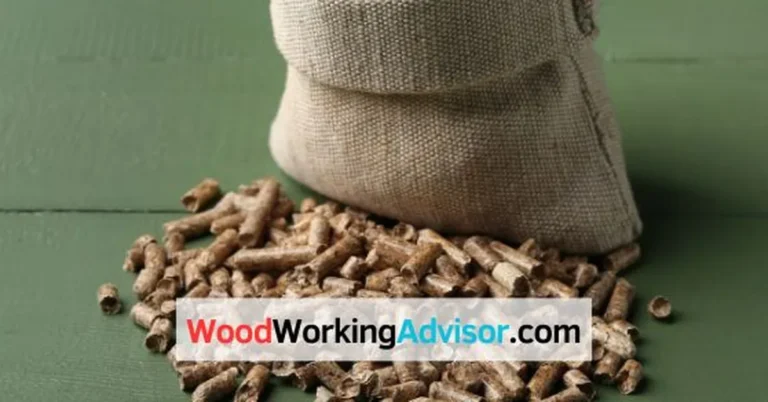 40 lb bag of wood pellets spilled next to burlap sack showing burn time fuel