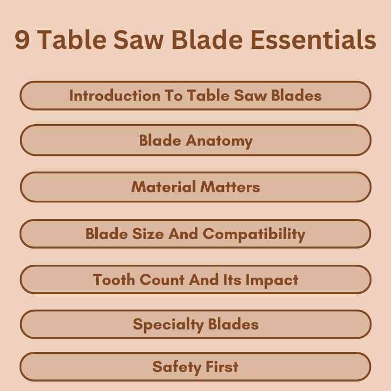 9 Table Saw Blade Essentials