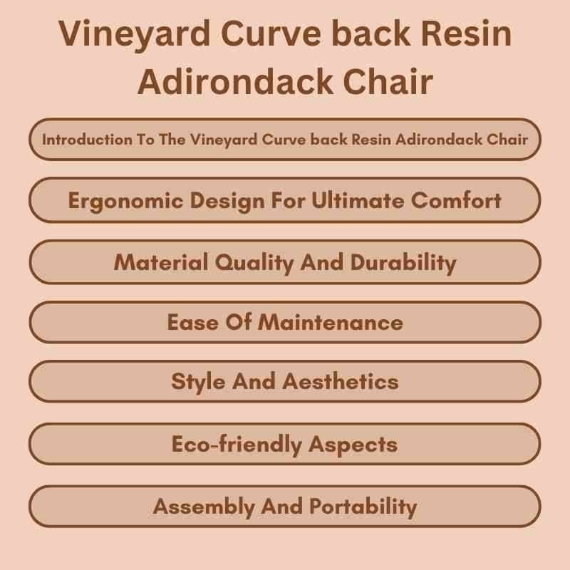 Vineyard Curve back Resin Adirondack Chair