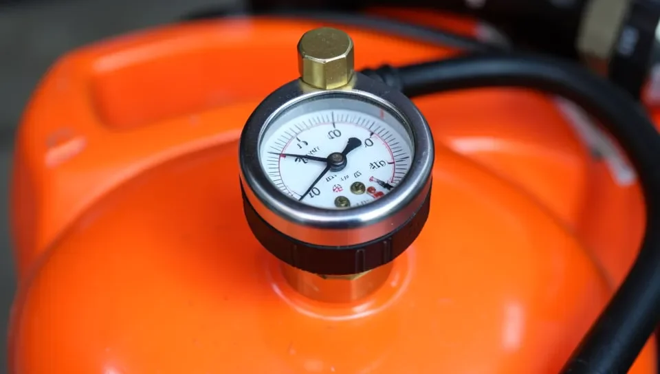 Close-up of an air compressor pressure switch with adjustment nut