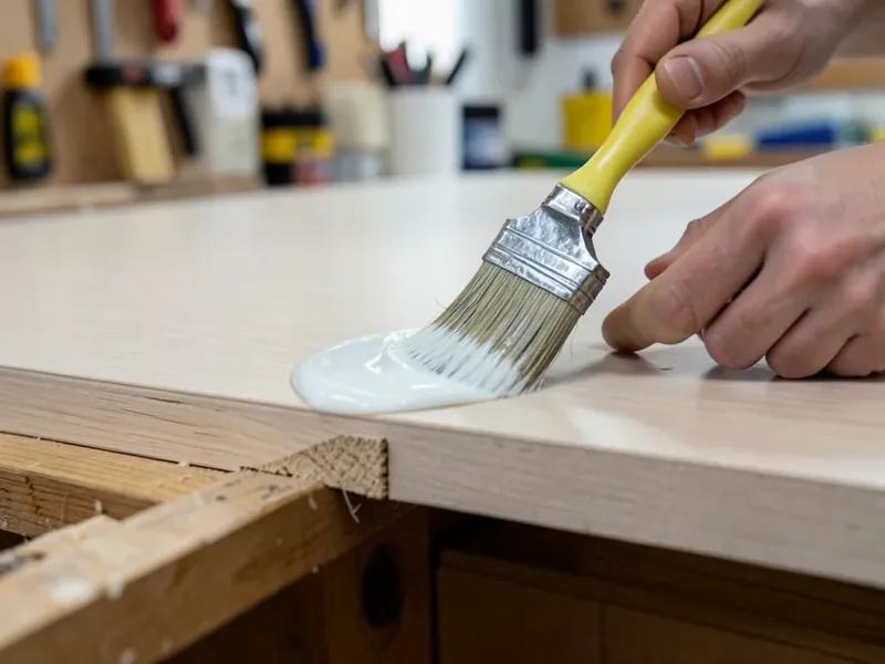 Applying contact cement to the back of a laminate sheet before installation
