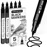 ARTISTRO Black Paint Pens, Extra-Fine (Set of 5)