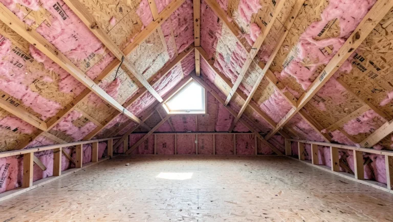 attic space with new plywood flooring installed over ceiling joists and insulation