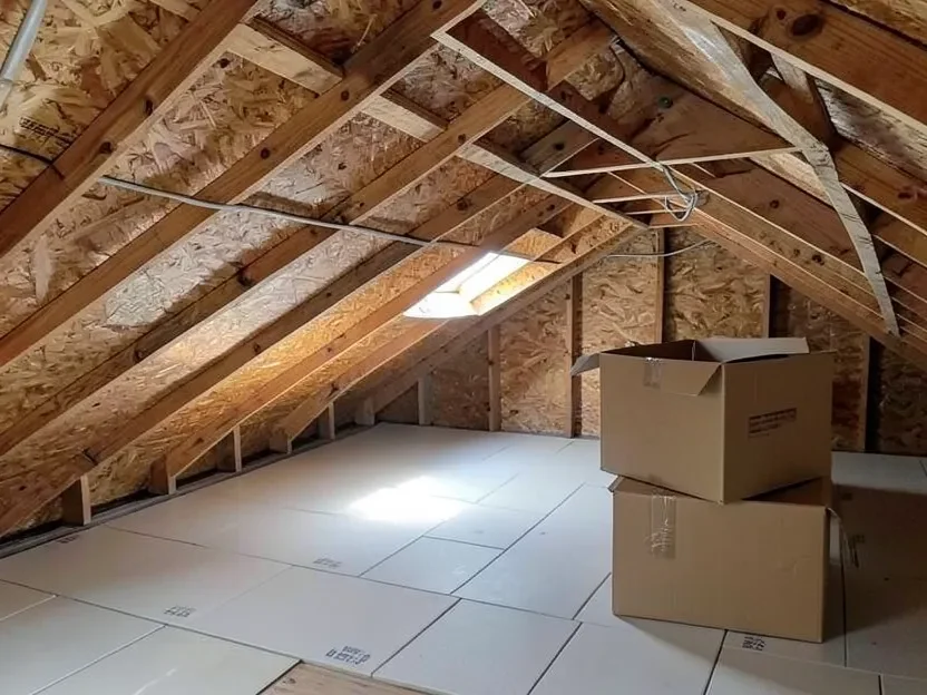 Attic storage flooring with boxes modular attic flooring tiles installed over joists with storage boxes