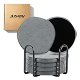 Azhou diatomaceous earth coasters with velvet base and iron holder Azhou diatomaceous earth coasters with velvet base and iron holder