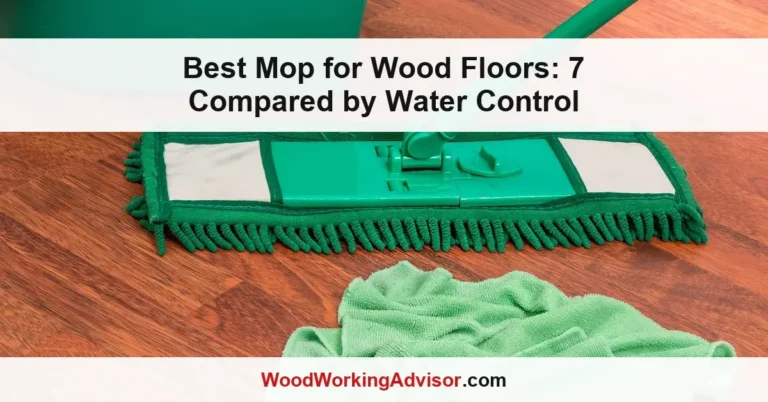 Flat microfiber mop and bucket with cleaning cloth on a wood floor