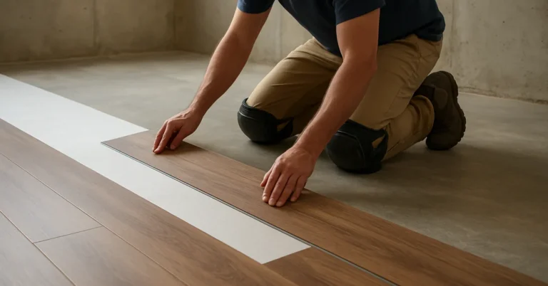 Installing vinyl plank flooring over underlayment on a concrete subfloor