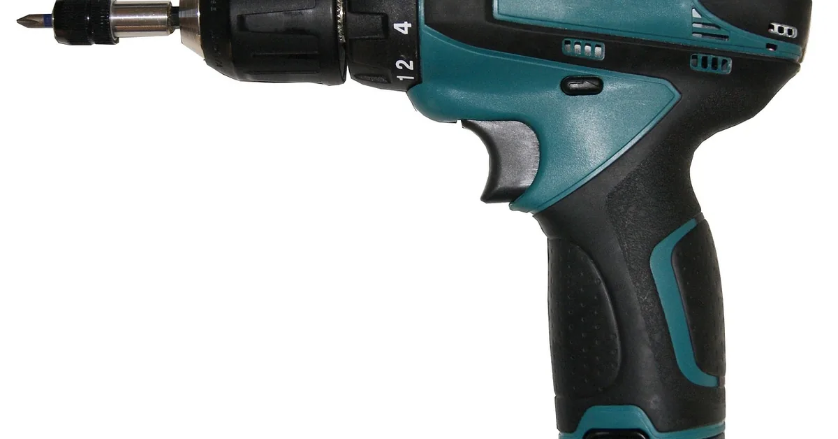 Cordless drill with removable battery pack, similar in design to Black and Decker 18V tools