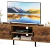 SUPERJARE TV stand with adjustable shelf and cord holes